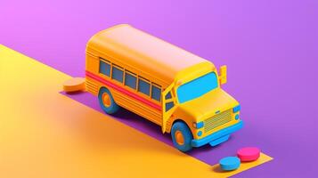 yellow school bus in trending color palette for advertising with photo