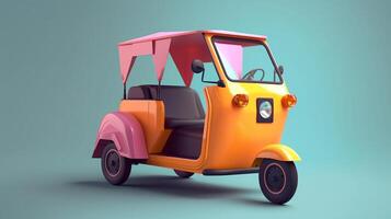 Modern style tuk tuk in trending color palette for advertising with photo