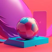 Soccer ball and geometry in trending color palette for advertising with photo