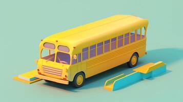 yellow school bus in trending color palette for advertising with photo