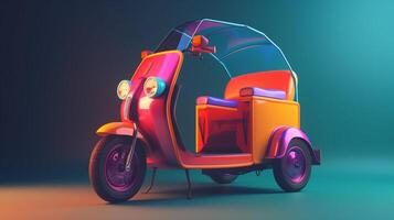 Modern style tuk tuk in trending color palette for advertising with photo