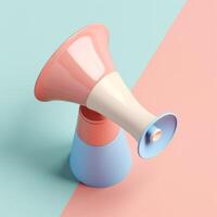 cute tiny isometric Modern Style Megaphone with photo