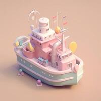 cute tiny isometric ocean liner with photo