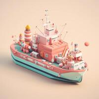 cute tiny isometric ocean liner with photo