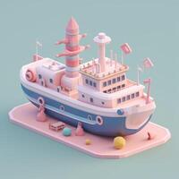 cute tiny isometric ocean liner with photo