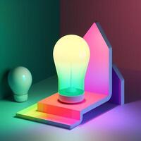 light bulb in trending color palette with photo