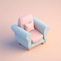 cute tiny isometric vintage style sofa with photo