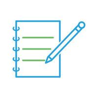 cuaderno y bolígrafo único vector icono