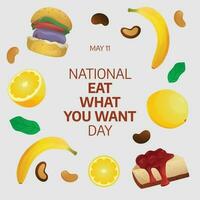 vector graphic of national eat what you want day good for national eat what you want day celebration. flat design. flyer design.flat illustration.