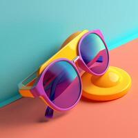 Gafas de sol en verano concepto en tendencias color paleta para publicidad con generativo ai foto