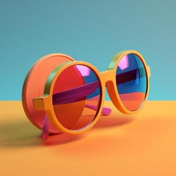 sunglasses in summer concept in trending color palette for advertising with photo