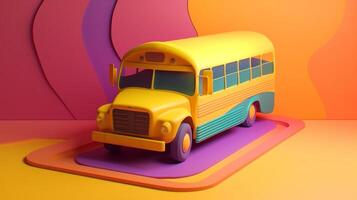 yellow school bus in trending color palette for advertising with photo