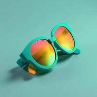 Gafas de sol en verano concepto en tendencias color paleta para publicidad con generativo ai foto