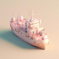 cute tiny isometric cruise ship for tourism with photo