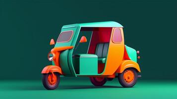 Modern style tuk tuk in trending color palette for advertising with photo