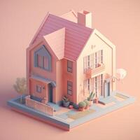 cute tiny isometric two storey house with terrace with photo