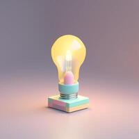 linda minúsculo isométrica ligero bombillas y creatividad con generativo ai foto