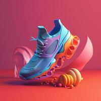 sports shoes in trending color palette for advertising with photo