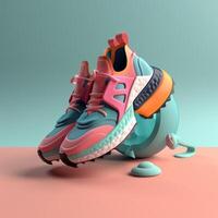 sports shoes in trending color palette for advertising with photo