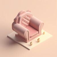 cute tiny isometric vintage style sofa with photo