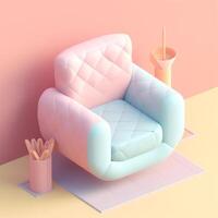 cute tiny isometric modern style sofa with photo