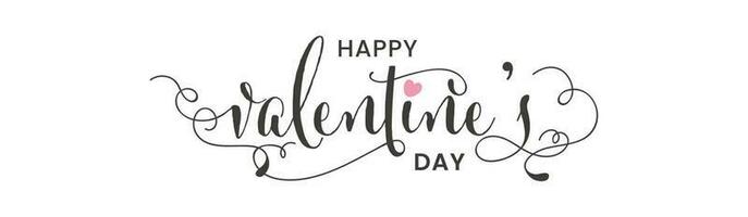 Happy Valentine's Day Calligraphy On White Background. vector