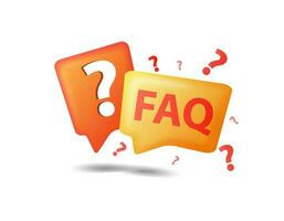 3d render speech bubble question mark FAQ. vector icon isolated on white