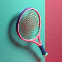 Tennis racket in sports concept in trending color palette for advertising with photo