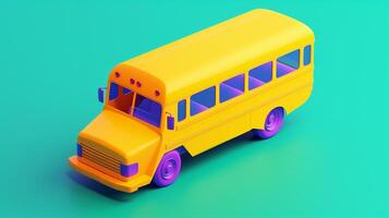 yellow school bus in trending color palette for advertising with photo