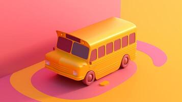 yellow school bus in trending color palette for advertising with photo