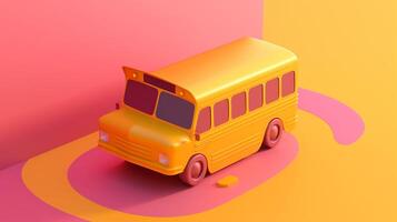 yellow school bus in trending color palette for advertising with photo