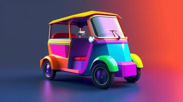 Modern style tuk tuk in trending color palette for advertising with photo