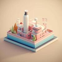 cute tiny isometric Petroleum rig in the middle of the sea with photo