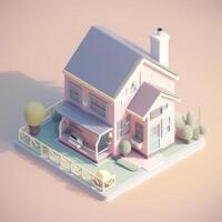 cute tiny isometric two storey house with terrace with photo