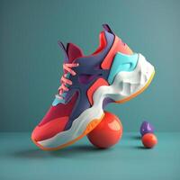 sports shoes in trending color palette for advertising with photo