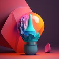 light bulb in trending color palette with photo