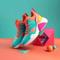 Deportes Zapatos en tendencias color paleta para publicidad con generativo ai foto