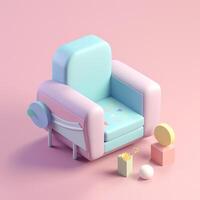 cute tiny isometric modern style sofa with photo