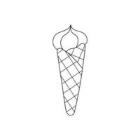 hand drawn vector illustration ice cream in waffle cone