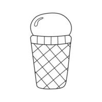 mano dibujado vector ilustración hielo crema en gofre cono