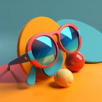 Gafas de sol en verano concepto en tendencias color paleta para publicidad con generativo ai foto