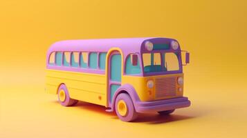 yellow school bus in trending color palette for advertising with photo