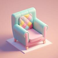 cute tiny isometric vintage style sofa with photo