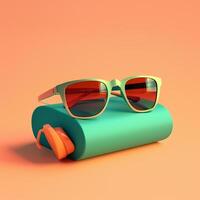 Gafas de sol en verano concepto en tendencias color paleta para publicidad con generativo ai foto