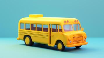 yellow school bus in trending color palette for advertising with photo