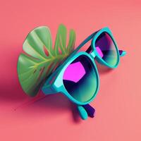 Gafas de sol en verano concepto en tendencias color paleta para publicidad con generativo ai foto