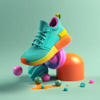 sports shoes in trending color palette for advertising with photo