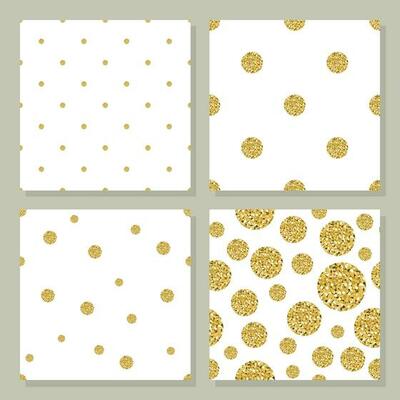 set of 4 gold dot glitter patterns for greeting card or wallpaper