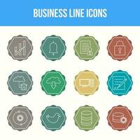 Unique Business Line icon set vector