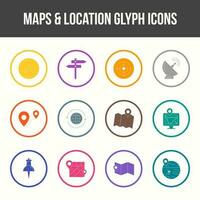 Unique Maps and location Glyph icon set vector